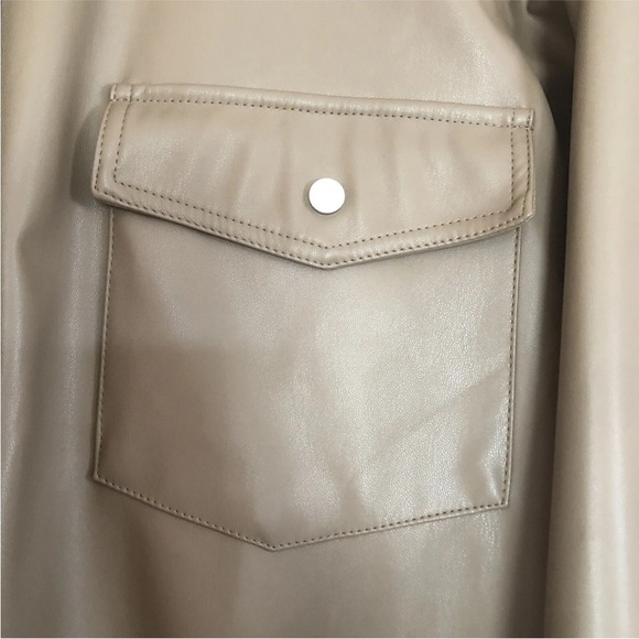 Easel Women’s Faux Leather Duster Shirt Jacket Shacket Small Boho Trench Coat - Picture 5 of 16